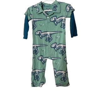 KICKEE PANTS Boys long Sleeve onesie with dinosaurs Size 6-12 months